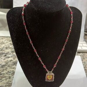 BEAUTIFUL NECKLACE  SHADOW BOX ROYAL HEART  PINK.